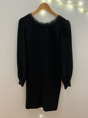 FRNCH Paris Lace trimmed black mini dress